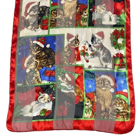 Christmas Holiday Festive Cat Multicolor Scarf - Picture 4 of 4